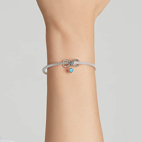 Cuenta de cristal azul amor infinito en plata 925 para mujer 2