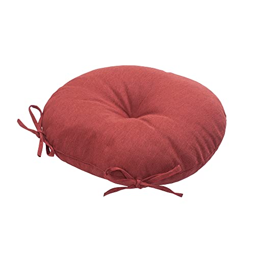 Funhome All Weather Bistro Seat Cushions With Ties, Tufted Patio Chair Cushions Round 15”X15”X4”, Set Of 2, Chair Pad For Home Garden Kitchen Furniture-Red #TOP6
