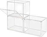 GUDEMAY Transparente stapelbare Kunststoffboxen mit magnetischem Verschluss - Staubdichte Aufbewahrung Vitrine Schaukasten Ideal für Figur, Bücher, Kosmetik, Schuhe und Handtaschen (3er Set)