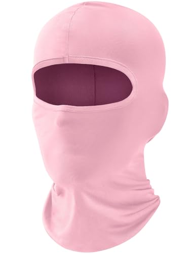 Fuinloth Balaclava Face Mask, Summer Cooling Neck Gaiter, UV Protector Motorcycle Ski Scarf for Men/Women Light Pink