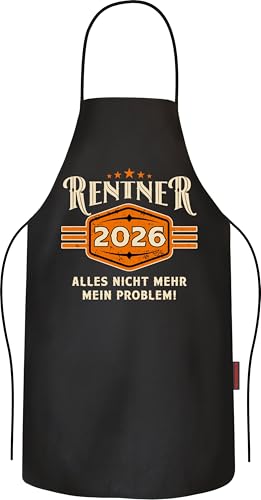 LOBO NEGRO Grillschürze für Männer zur Rente, Ruhestand oder zum Abschied - Nicht mehr mein Problem - Kochschürze Küchenschürze aus reiner Baumwolle schwarz