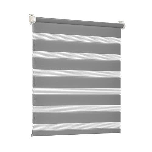 SBARTAR Store Enrouleur Jour Nuit Tamisant Zébré 65 x 190 CM Gris, Montage Simple sans Perçage pour Fenêtre & Porte - pour Bureau, Chambre, Salon, Cuisine, Salle de Bain Cover