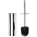 Sleek Modern Chrome Plated Bathroom Toilet Cleaner Brush w/ Canister Holder - MyGift