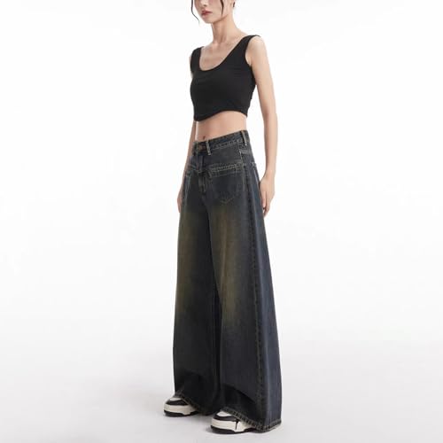 Baggy Jeans for Women Y2K Low Rise High Street Boyfriend Pants Vintage Teen Girls Hiphop Wide Leg Denim Trousers4