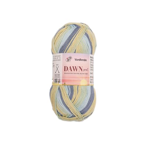 Image of Vardhman Dawn Print Polyester Viscose Soft Yarn for Knitting, Crochet & DIY Craft Projects | Ideal for Garments, Toys, Accessories & Home Decor | Pack-1 Ball, 100g Each DCD004