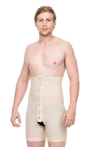 Isavela Male High-Waist Abdominal Cosmetic Surgery Compression Girdle Mid Thigh w/Zippers (MG09)