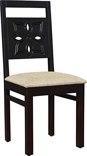 Image of HomeTown Flora Solid Wood Dining Chair Set of Two in Walnut Color