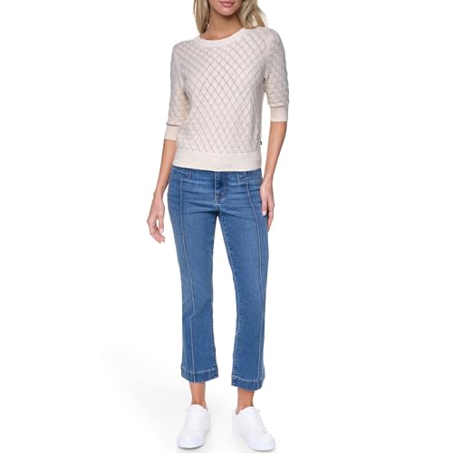 Image of Nautica Women's Crew Neck Solid Short Sleeve Sweater