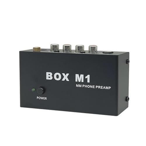 BOX M1 Phono Preamp,MM Turntable Amplifier 6.35MM and RCA Output,Mini Stereo HiFi Amplifier for Phonograph/Record Player, DC 12V Power Adapter Included