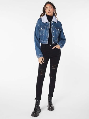 Image of KOTTY Women's Solid Alexis Blue Long Sleeve Denim Jacket