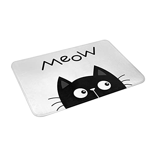 Dadabuliu Bath Mat For Bathroom Cat Black White Rugs Shower Mats Memory Foam Rug Non Slip Toilet Tub Floor Small Carpet Soft Thick Light Absorbent Washable For Home Hotel Decor 15.7 X 23.6 Inch #TOP1
