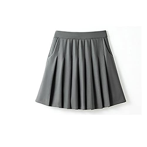 Bestgift Saia plissada feminina verão saia evasê cintura alta jk saia curta, Cinza 1, G