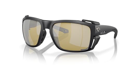 Costa Del Mar King Tide 8 Polarized Rectangular Sunglasses, Black Pearl/Sunrise Silver Mirrored Polarized-580G, 60 mm