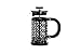 MGE - Caffettiera Francese in Vetro e Acciaio - French Press in Vetro Borosilicato - Teiera Retro con Filtro - 350 ml - Nero e Argento