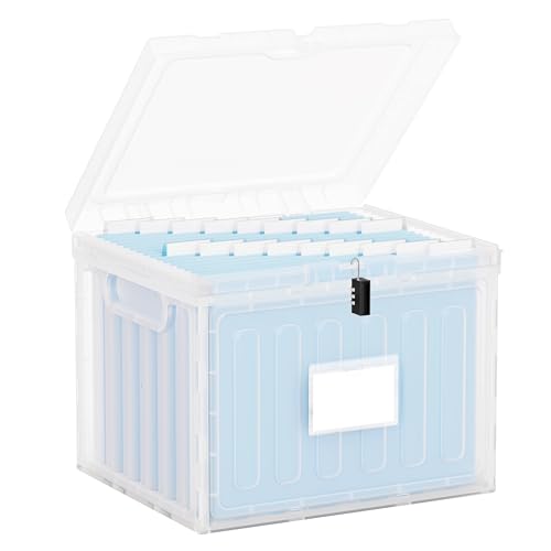 Oterri Plastic File Box with Lid for Letter Size File