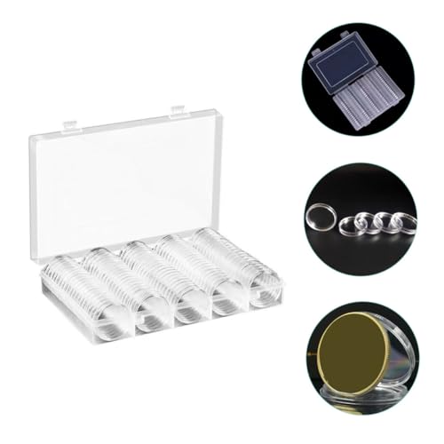 100 cápsulas transparentes para monedas con caja organizadora miniatura 6