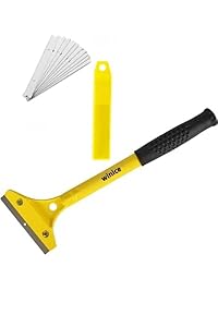WINICE Heavy Duty Long Handle Scraper Tool – Floor & Wallpaper Removal Tool with 10 Spare Blades – Tile Adhesive Remover, Paint, Vinyl, Carpet Glue Scraper – Professional DIY Tool