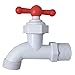 MADOL 3/4" PP Plastic Hose Bibb White with Red Handle Spigot (79-214FBA)