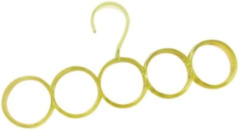 Hangers Closet Towel Drying Hook 5 Rings Hanger Holder Loop Scarf Tie Storage Closet Organiser Plastic Color Yellow 1 Pcs