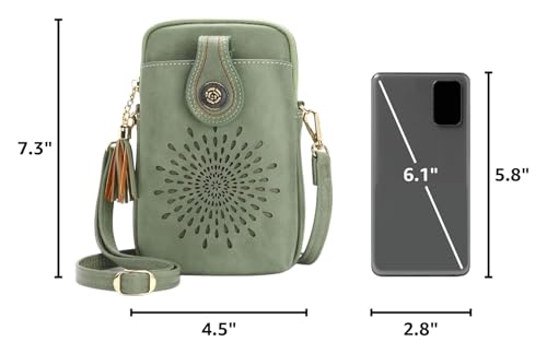 Image of APHISON Small Crossbody Bags for Women, Lightweight Vegan Leather Cell Phone Purse, Cute Purses with Tassels