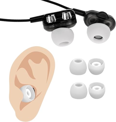 Image of REDWIND Replacement Earphone Silicone Rubber Eartips 3-Size, 12 Caps for Realme Boat JBL Oppo Vivo Samsung One Plus Wired & Bluetooth Neackband Earpads(Inner Hole 3.8mm -4.8mm 6-Pair) (White)