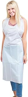 White Aprons Waterproof Plastic Aprons For Dishwashing / Poly Aprons Bulk / Disposable Aprons Adults / Plastic Aprons Disposable Adults Disposable Aprons For Hair Stylist / Disposable Aprons Hair Salon And Paint Disposable Medical Aprons, Pack of 100