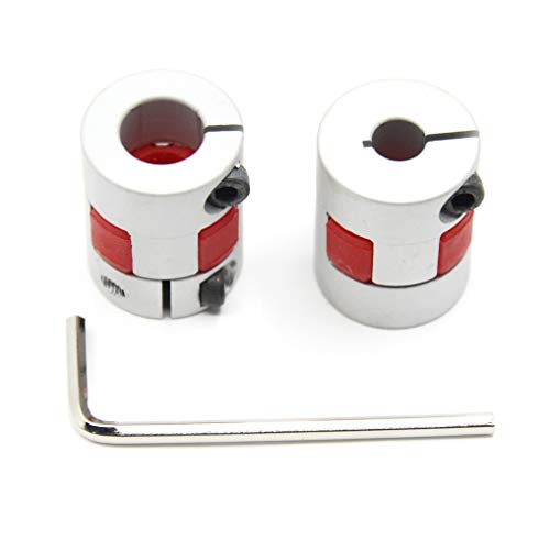Befenybay 2PCS 6,35 mm bis 10 mm Aluminiumpflaume Flexible Wellenkupplung D20 L25 6,35 x 10 mm Anschluss Flexible Kupplung für 3D-Drucker CNC-Maschine und Servostufenmotor （6.35x10 mm）