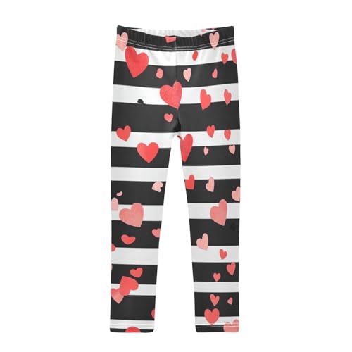 Heart Striped Girls Leggings,Workout Leggings for Girls Toddler Athletic Legging Size for 3-10T