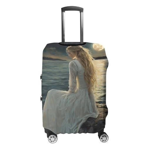 Witch Woman Moon Beach Travel Luggage Cover for Suitcase 19-32 Inches Elastic Washable Baggage Protector4