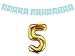 Produktbild DaLoKu Happy Birthday Geburtstag Luftballon 35cm Folienballon Banner Zahl Alter, Größe: 5 hellblau/Gold