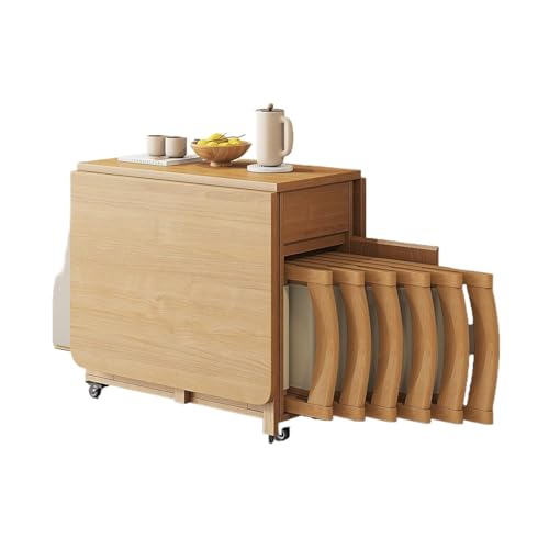 Mesa de comedor plegable, juego de mesa de cocina plegable, mesa de madera abatible con 6 sillas, mesa de cocina móvil, mesa de comedor extensible for restaurante, cocina, sala de estar y comedor, 1,4