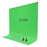 Croma Verde 3x3m Pantalla de Fondo Verde Fotográfico con 2+4 Pinzas para Estudio Fotografía Video y Televisión