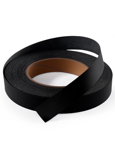 Image of Melamine Edge Banding Black 3 /4 inch x 50 ft Veneer Edging Easy Application Iron on Edge Banding Tape for Cabinet Plywood Repairs Furniture Restoration