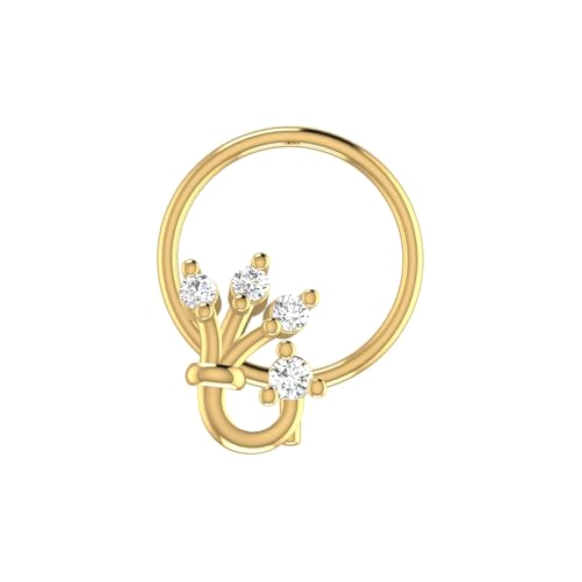 Women's 14Kt Yellow Gold Stud Nosering, Timeless Elegance