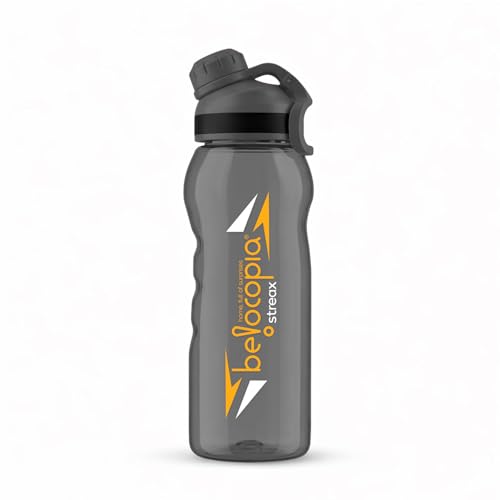 Image of Streax Sports Water Bottle 1 Litre (1000ml) | Black | BPA-Free, Leakproof Gym Bottle | Lightweight with Easy Grip & Carry Loop | Durable Fitness Bottle for Gym, Running, Cycling & Outdoor Use