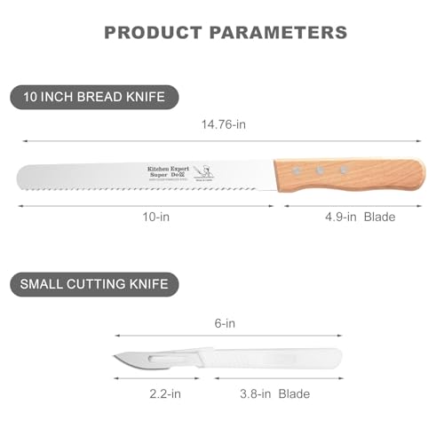 KNZIFPD Coarse Serrated Bread Knife,Sharp Wavy Edge Stainless Steel Slicer with Wooden Handle for Non-Slip Grip,Ideal for Homemade Bread,French Bread & Tomatoes & Soft Fruits by KNZIFPD - Image 7