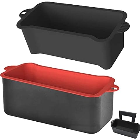 Firdnyohs 2 Pack Silicone Grill Grease Cup Liners for Blackstone Griddle Grease Catcher Liners 8” X 3.5” X 2.8” Reusable Griddle Grease Catcher Drip Pans Compatible with Blackstone Grills (Black+Red) Cover