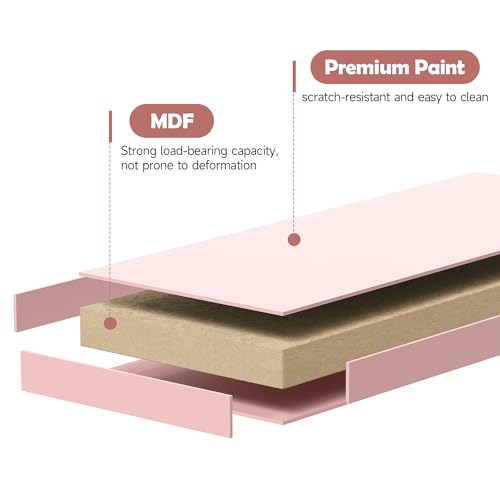 Home Office Furniture Writing Desk,Computer Work Station with Detachable Hutch,5 Drawers(Pink)