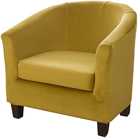 cjc Velvet Club Chair Slipcover,Stretch Tub Chair Cover Barrel Chair Slipcover Armchair Sofa Cover Removable Elastic Furniture Protector,2-Piece Arm Chair Covers for Living Room(V-Grass Green,1pc)