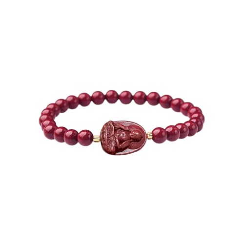 URED Natural Cinnabar Bracelet For Women Chinese Feng Shui Wealth Healing Good Luck Bead Bracelet Guanyin Buddha Bracelet Meditation Energy Woman Mother Birthday Gift(Cinnabar Guanyin4)
