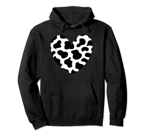 Camiseta de Cow Print Heart de Cow Print Black and White Heart Vegan Sudadera con Capucha