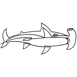 Slickss Hammerhead Shark Wall Decor, Minimalist Line Art Metal Decor for Bathroom & Living Room, Shark Lover Gift, Ocean Themed Wall Hanging, shark bathroom decor(17.9" x 7.5")
