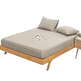 Vallein 防水シーツ 側面完全防水 シングル ボックス 全面防水 マットレスカバー おねしょシーツ セミダブル ダブル ボックスシーツ クイーン キング 大人用 赤ちゃん ベッドシーツ 介護用シーツ ベビー 保育園 防ダニ 丸洗い可能（ダブル·カーキ·140*200）