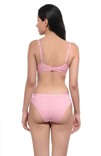 Image of REALSIDE Women Cotton Bra Panty Set for Lingerie Set|Bra Panty Set | Panty Bra Set for Women Women Lingerie Set A Beautiful Combo Pack of 3-Black,Green,Pink