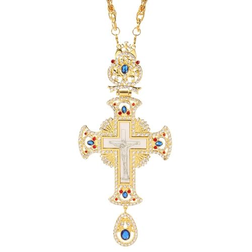 Collier croix vintage strass et chaîne plaquée or à la finition haut de gamme