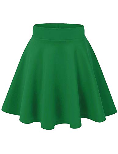 AG2Ggifts Women s Basic Versatile Stretchy Flared Casual Mini Skater Skirt(S-3X), S, Green
