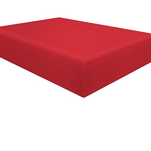 NTBAY King Microfiber Fitted Sheet, 15 Inch Pocket, Red