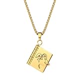 JewelryWe Buch Halskette für Schwester: Edelstahl 6 Seiten Aufklappbares Tochterbuch Anhänger zum Öffnen Freundschaftskette Erinnerungsschmuck Weihnachten Geburtstag Geschenk für Frauen, Gold