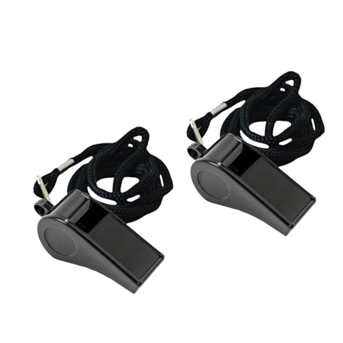 2 silbatos deportivos de plástico con cuerda negro miniatura 1