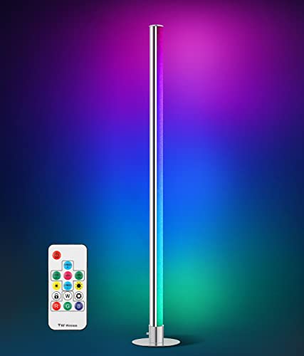 EDISHINE LED Corner Floor Lamp, RGBW Dimmable Mood Lighting with Remote, Modern Color Changing Accent Light for Bedroom, Living Room, Office, Gaming Room, Kids Room, 45”, Home Decor